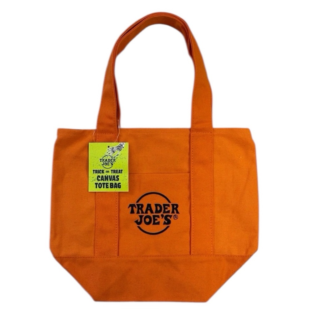 Brand New Trader Joe's Mini Canvas Tote Bag in Orange 2025 Fall Collection.